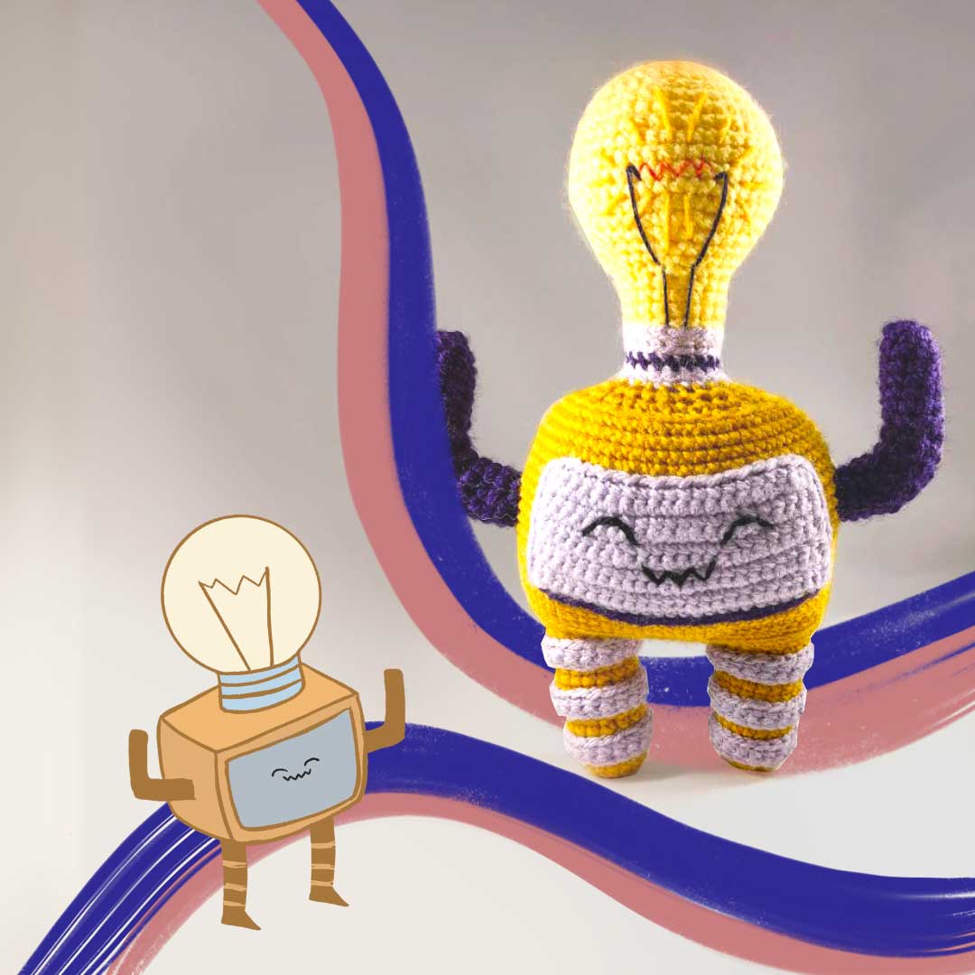 Yellow crochet robot