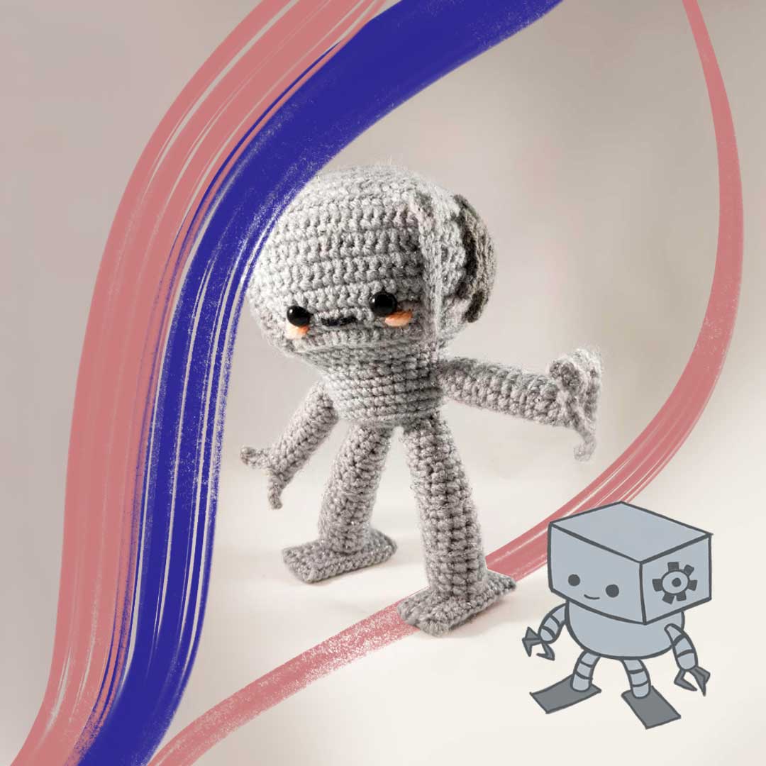 Silver crochet robot