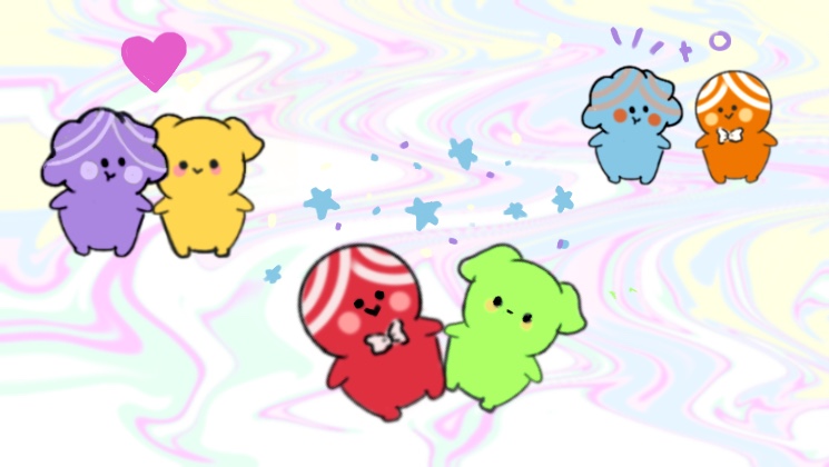 contrast colors cute characters illustration