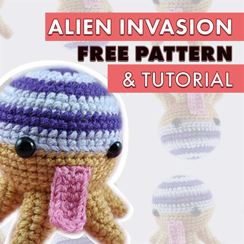 little alien amigurumi on planet