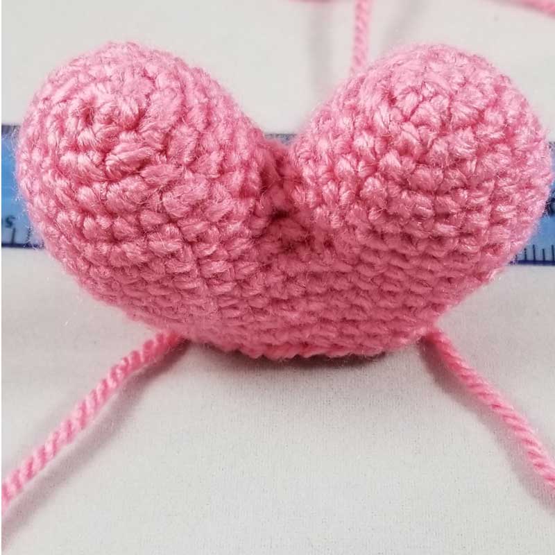 crochet heart half way