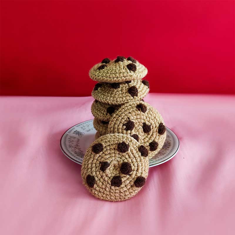 crocheted chocolate chip cookies