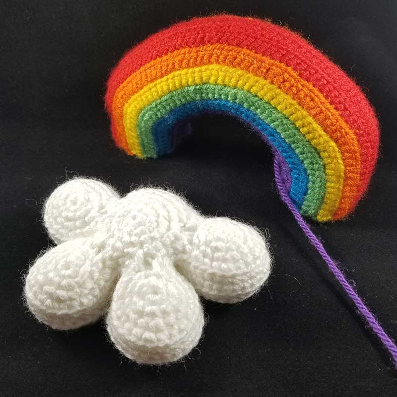 crochet rainbow and crochet cloud
