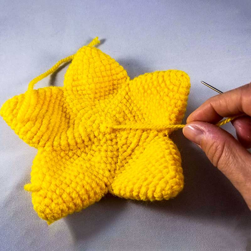 yellow crochet star five points