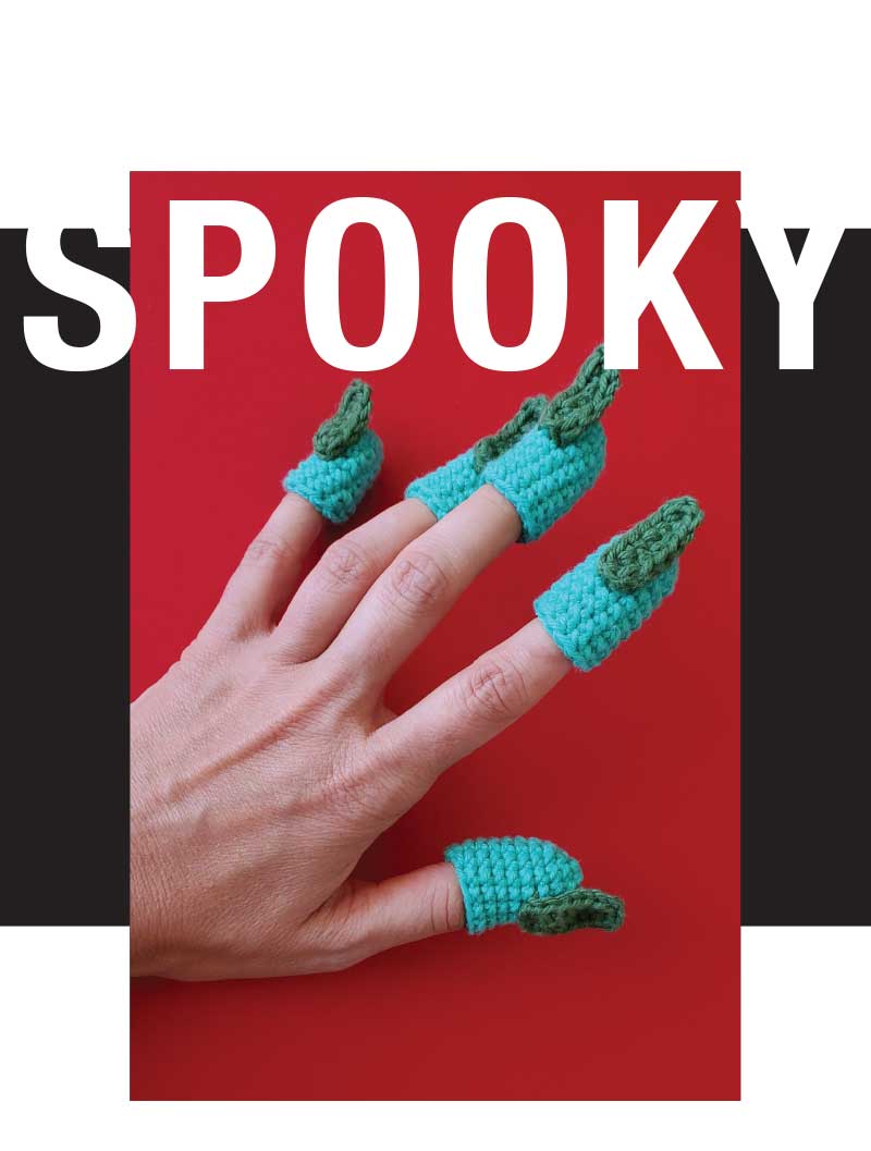 green crochet witch fingers