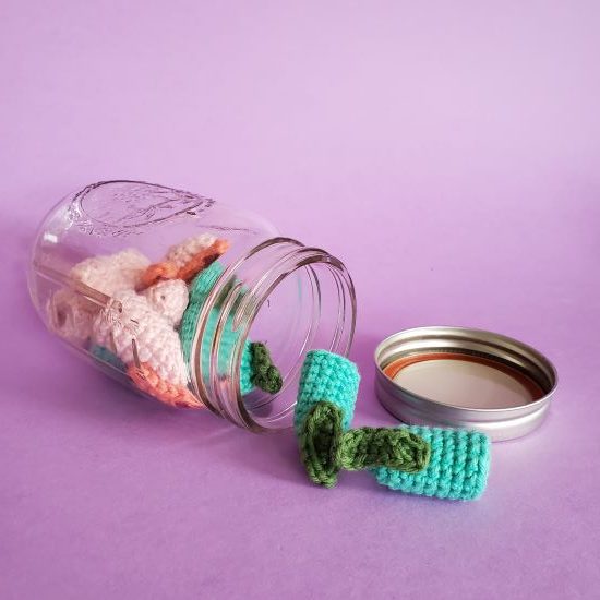 crochet witch fingers in a jar