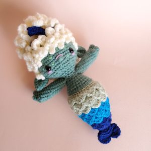 Green crochet mermaid doll