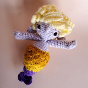 Lavender and yellow crochet mermaid