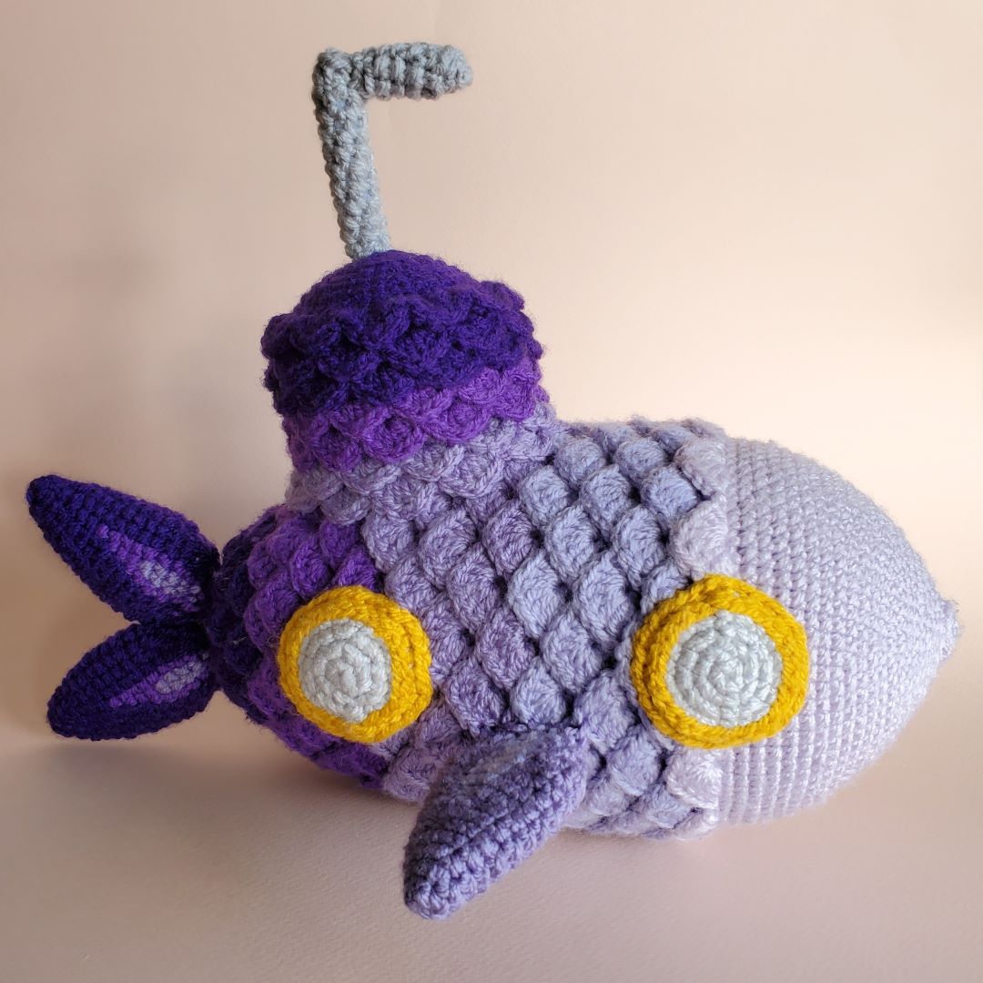 Purple crochet submarine