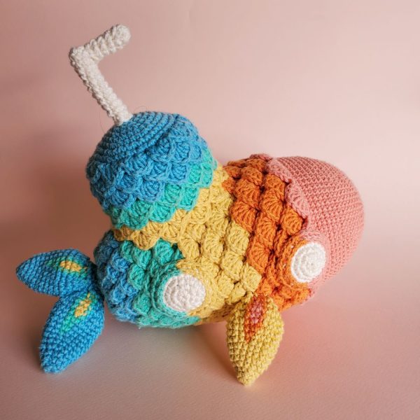 crocheted rainbow submarine