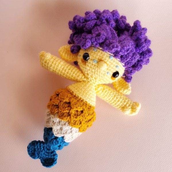 yellow crochet mermaid