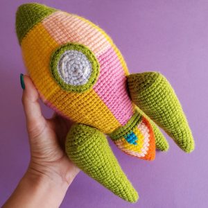 Pink and Yellow crochet rocket