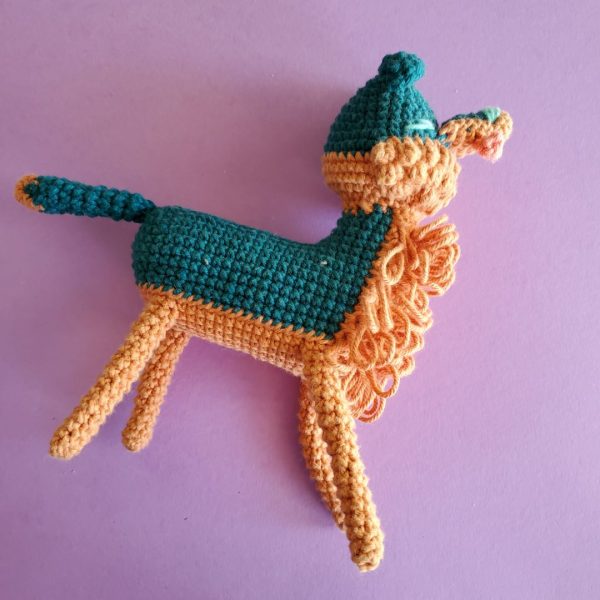 teal crochet wolf