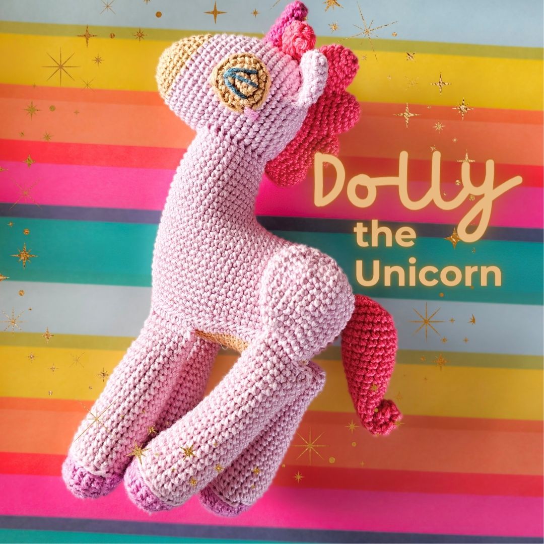 pink crocheted unicorn