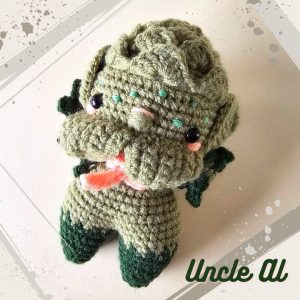 Crocheted artichoke doll