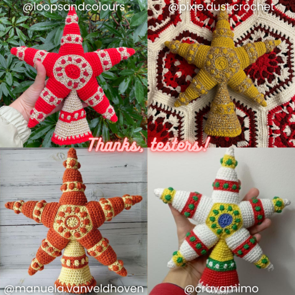 tester versions of the crochet tree topper